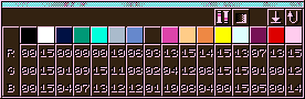 マルチペイント(MPS.EXE Ver1.01)画面、ちなみにアナログ16色の配分はこのように…青系が5色もある(^_^;)何を指定したら画面中の色をおおよそカバー出来るようになるかは試行錯誤になります(^_^;)あまりキレイにならない場合は誤差拡散も試してみたりしますが(今回はタイル)、仕上がり具合でどっちがいいかも考えたり…(^_^;)