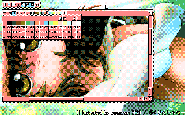 【デジタル8色アナログ16色】「ちくりんしゃわー」MAG形式生成のためのマルチペイント(MPS.EXE Ver1.01)画面