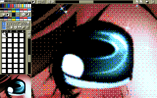 【デジタル8色アナログ16色】「ゆかたのうなじ」MAG形式生成のためのマルチペイント(MPS.EXE Ver1.01)画面