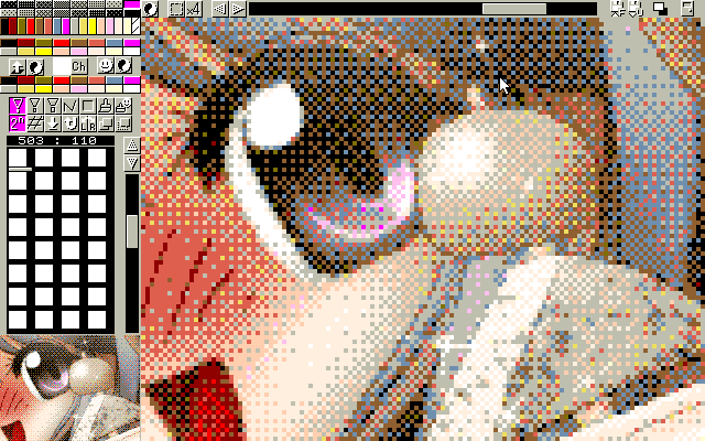 【デジタル8色アナログ16色】「冬日の下校風景」MAG形式生成のためのマルチペイント(MPS.EXE Ver1.01)画面