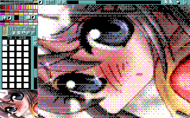 【デジタル8色アナログ16色】「桜雨のめん」MAG形式生成のためのマルチペイント(MPS.EXE Ver1.01)画面