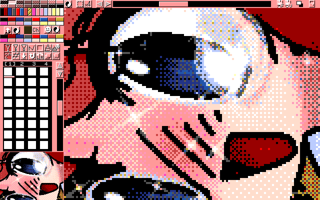 【デジタル8色アナログ16色】「一人だけのメモリー」MAG形式生成のためのマルチペイント(MPS.EXE Ver1.01)画面