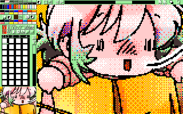 【デジタル8色アナログ16色】「今年も私短いの?」MAG形式生成のためのマルチペイント(MPS.EXE Ver1.01)画面