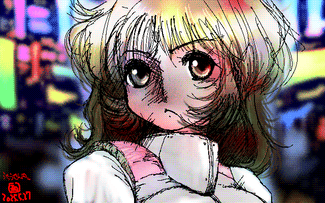 「400lineExcelArtおさらい」アナログ16色(16colors Dithering)版、いつもの楽描きならここまで(^_^;) [MAG形式]