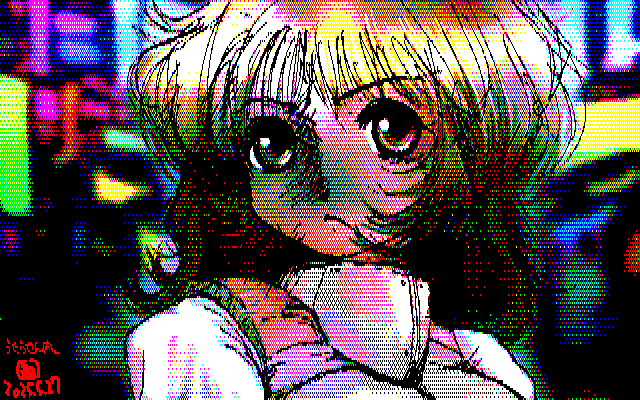 「400lineExcelArtおさらい」デジタル8色(8colors Dithering)版、640×200(PC8801)8色画面の生成(縦長ドット)