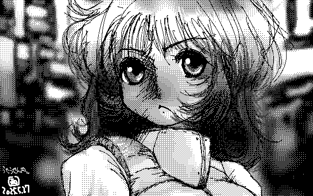 「400lineExcelArtおさらい」白黒2値(640×400)版(B/W BinaryImage)
