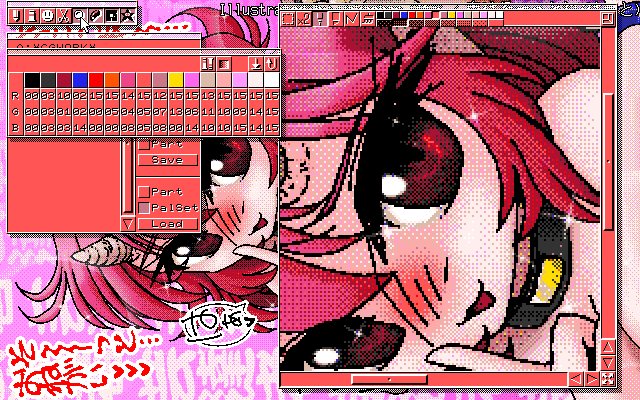 【デジタル8色アナログ16色】「鬼はそーっとね(はぁと)」MAG形式生成のためのマルチペイント(MPS.EXE Ver1.01)画面