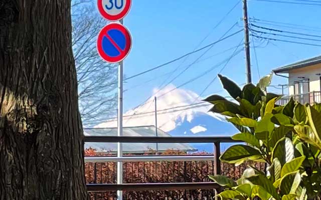 で、その先に目をやれば…確かに富士山(のはずw)の勇姿が…が、道路標識がーヽ(^.^;)丿