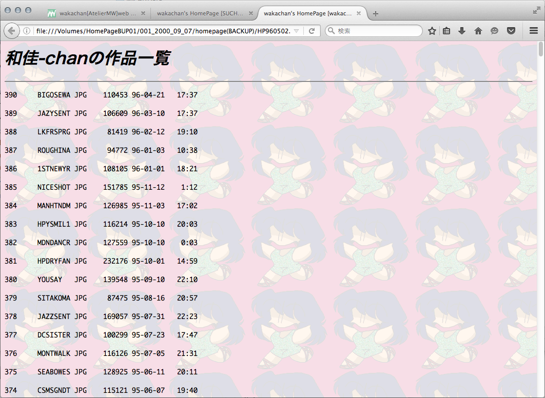 当該の「wakalist.html」は、既に廃止されたページ…中身なんだったっけ?で、過去のバックアップを引っ張り出して…あぁ、そーゆー中身でしたか…(^_^;)