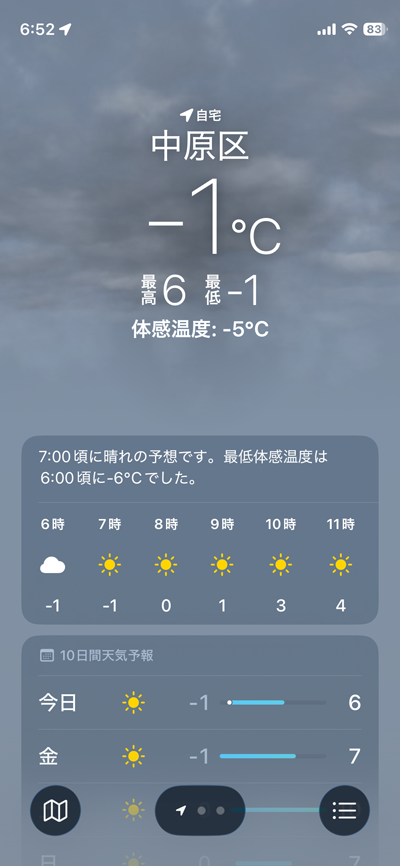 そろそろ起きようか?って時の気温、尚この1時間以上前から目は覚めちゃってて、オフートンでウダウダしてたヽ(^.^;)丿