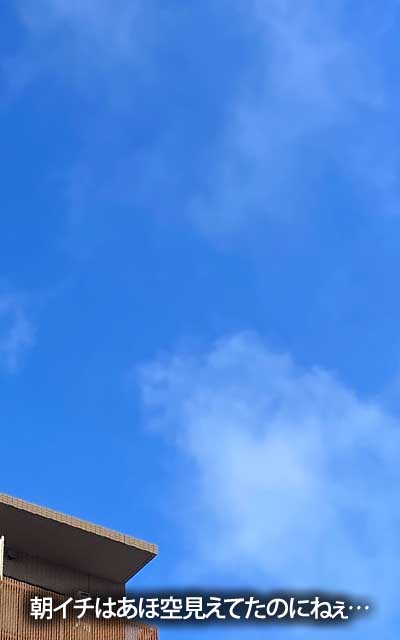 朝イチ、外見たらあほ空になってたのに…(^_^;)